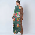 Load image into Gallery viewer, Brown and Turquoise Combination Animal Print Full Length Kaftan
