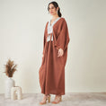 Load image into Gallery viewer, Brown Linen Full Length Kaftan with Tassels Detail
