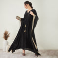 Load image into Gallery viewer, Black Full Length Kaftan with Gold Lace Detail
