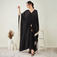 Load image into Gallery viewer, Black Full Length Kaftan with Gold Lace Detail
