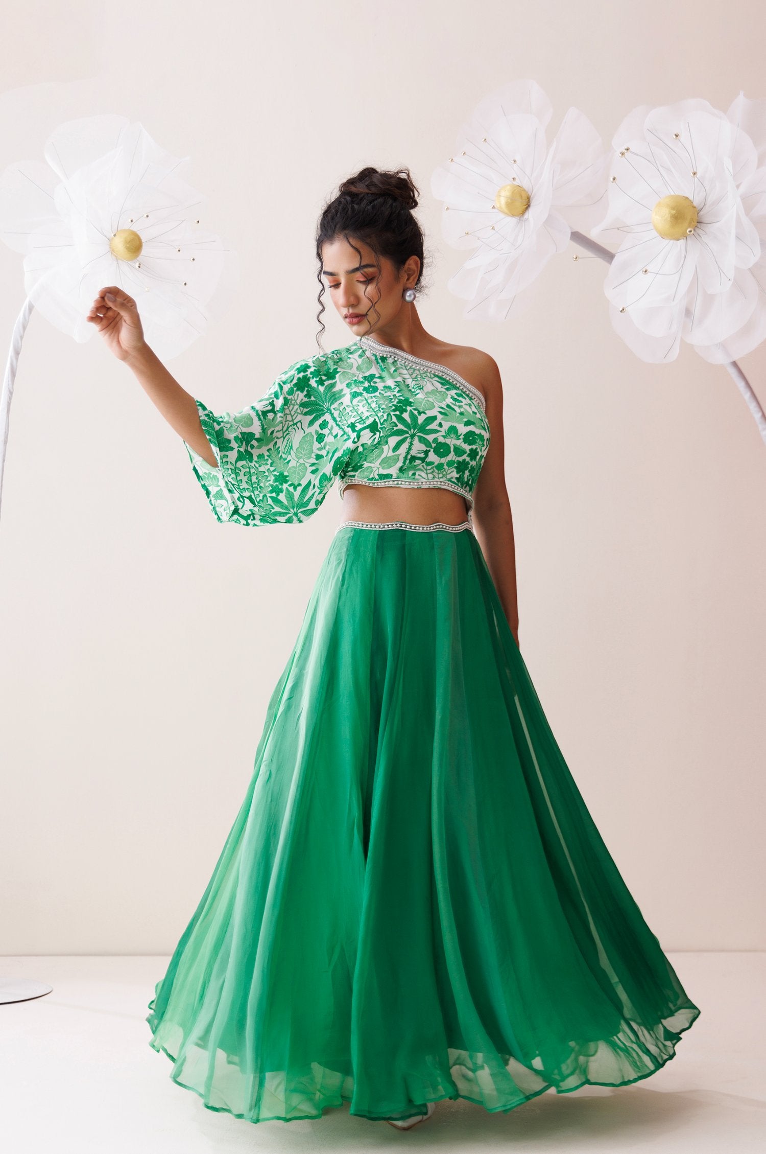 Verde Ombre One-Shoulder Dress