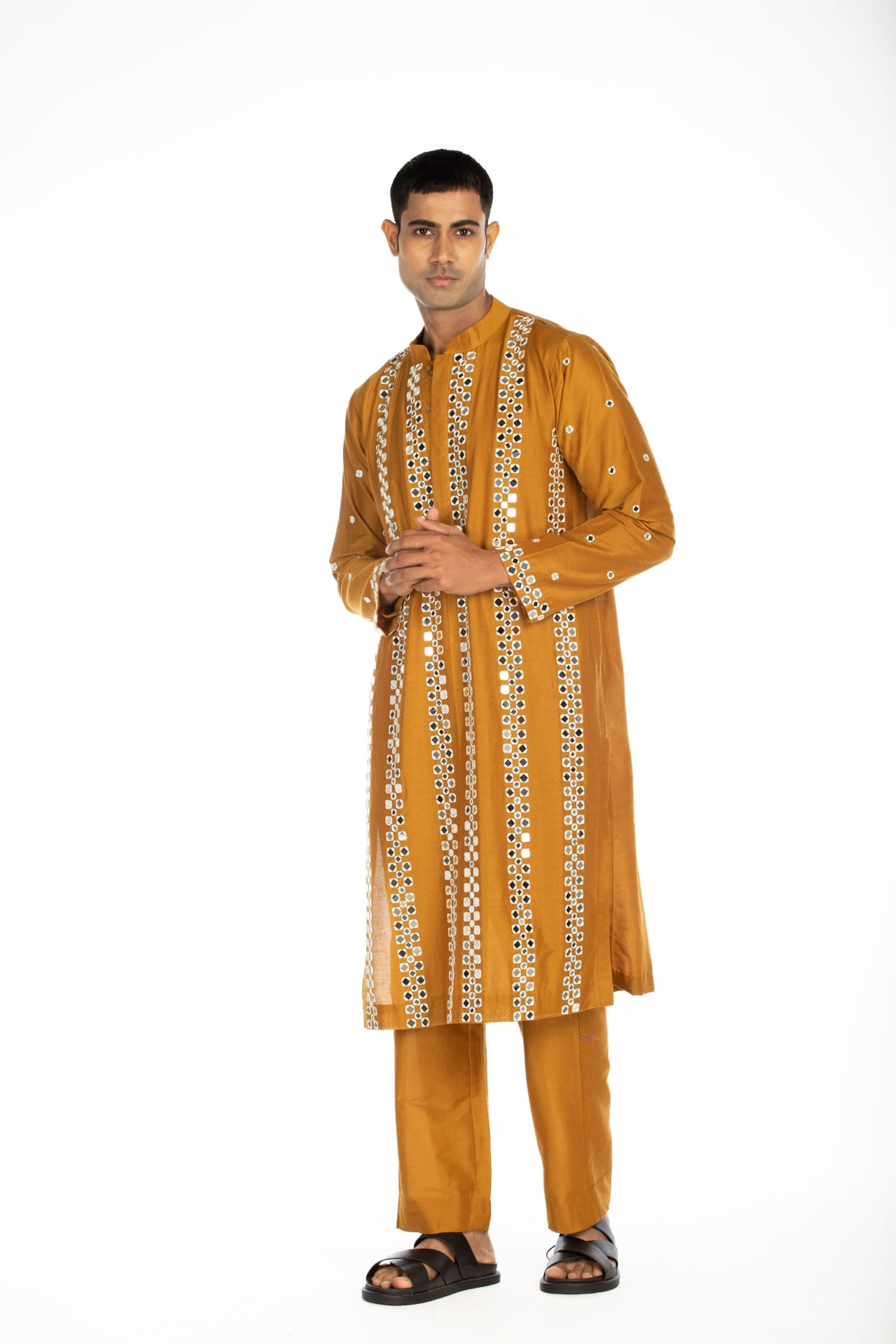 Brown Embroidred Kurta Set