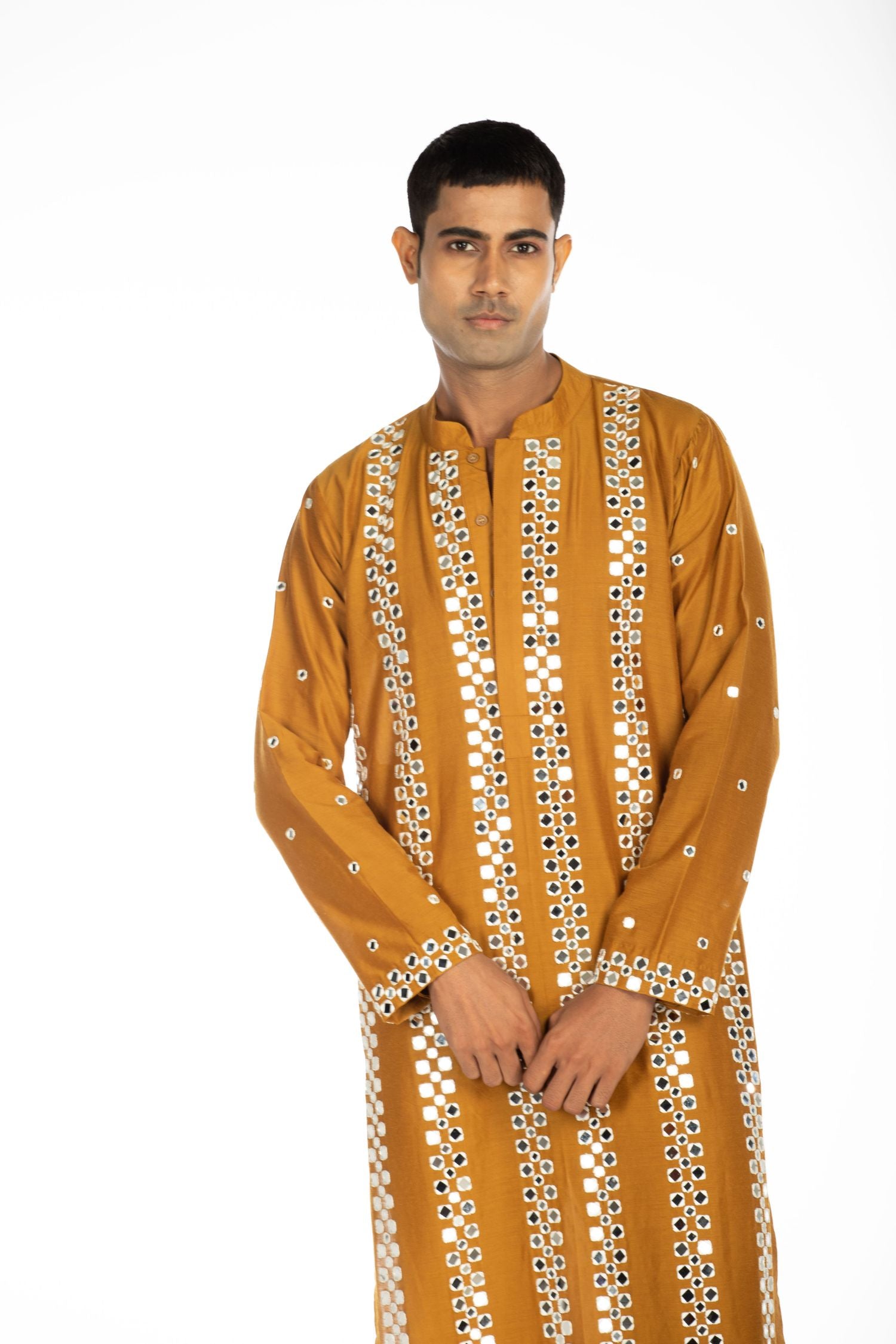 Brown Embroidred Kurta Set