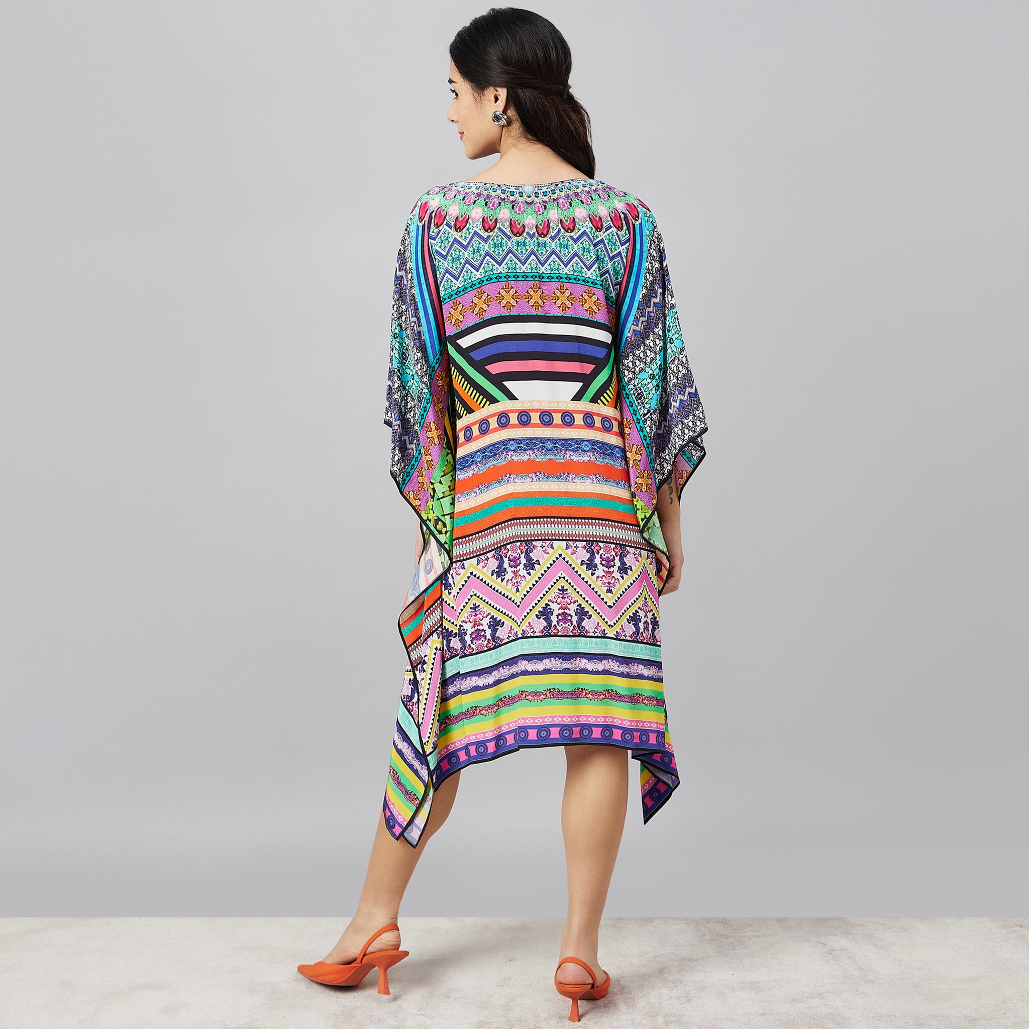 Multicoloured Geometric Kaftan Tunic