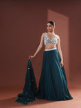 Load image into Gallery viewer, Emerald Green Organza Lehenga Set
