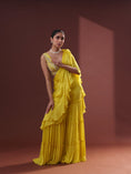 Load image into Gallery viewer, Yellow Georgette Pre-Draped Sharara Saree Set
