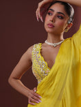 Load image into Gallery viewer, Yellow Georgette Pre-Draped Sharara Saree Set
