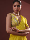 Load image into Gallery viewer, Yellow Georgette Pre-Draped Sharara Saree Set
