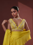 Load image into Gallery viewer, Yellow Georgette Pre-Draped Sharara Saree Set
