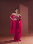 Load image into Gallery viewer, Magenta Pink Georgette Draped Skirt Set
