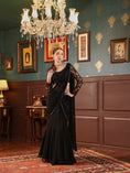 Load image into Gallery viewer, Black Georgette Pre-Draped Saree Set
