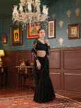 Load image into Gallery viewer, Black Georgette Pre-Draped Saree Set
