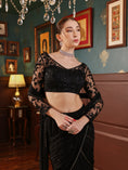 Load image into Gallery viewer, Black Georgette Pre-Draped Saree Set
