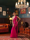 Load image into Gallery viewer, Pink Georgette Pre-Draped Saree Set
