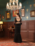 Load image into Gallery viewer, Black Georgette Pre-Draped Saree Set
