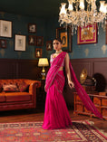 Load image into Gallery viewer, Pink Georgette Pre-Draped Saree Set
