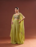 Load image into Gallery viewer, Parrot Green Organza Cape Set
