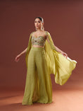 Load image into Gallery viewer, Parrot Green Organza Cape Set
