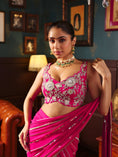 Load image into Gallery viewer, Pink Georgette Pre-Draped Saree Set
