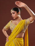 Load image into Gallery viewer, Yellow Georgette Lehenga Saree Set
