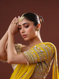 Load image into Gallery viewer, Yellow Georgette Lehenga Saree Set
