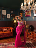 Load image into Gallery viewer, Pink Georgette Pre-Draped Saree Set
