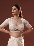 Load image into Gallery viewer, Cream White Georgette Dhoti Skirt Set
