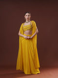 Load image into Gallery viewer, Mustard Crepe Draped Skirt Set
