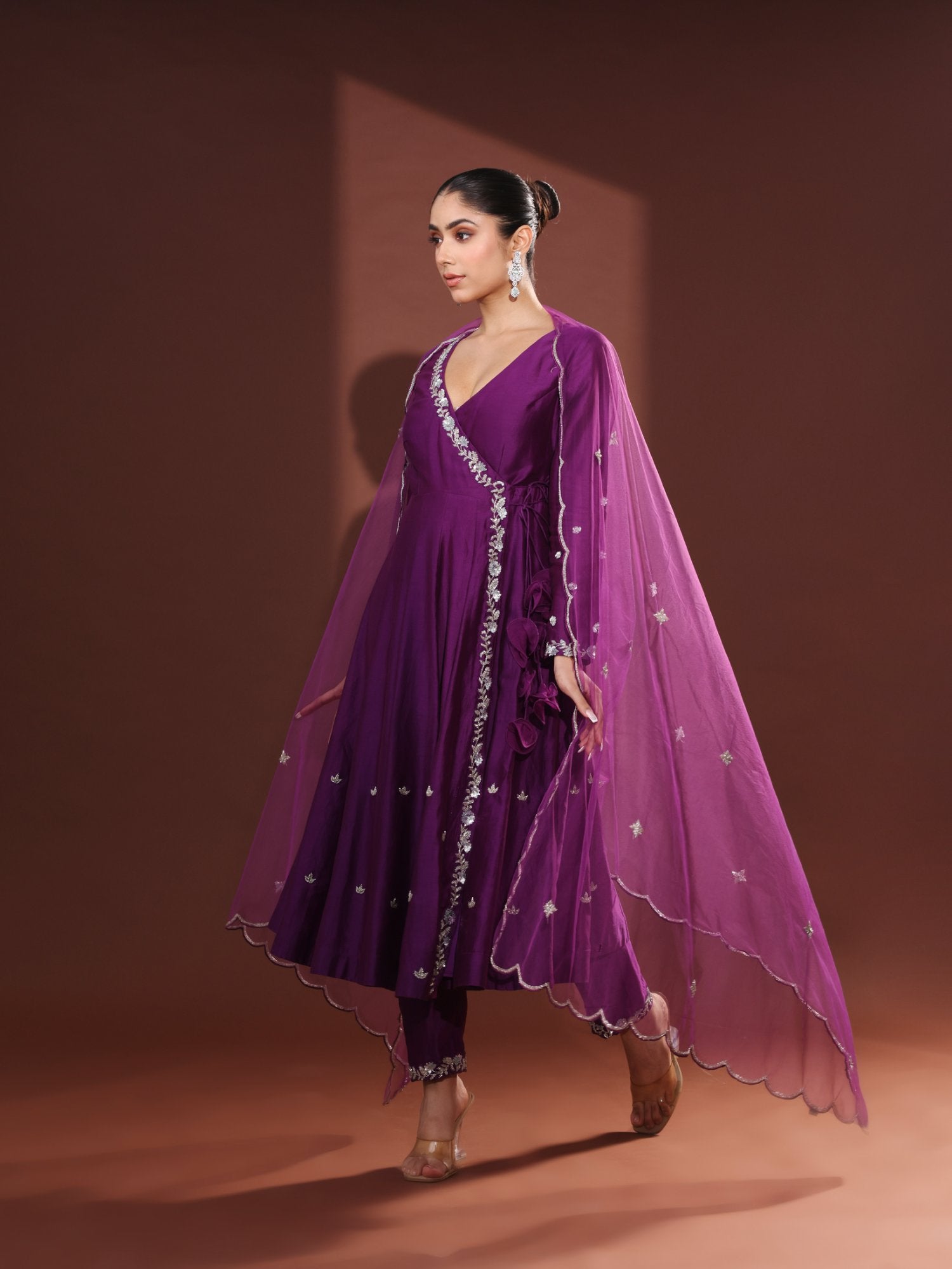 Purple Chanderi Anarkali Set