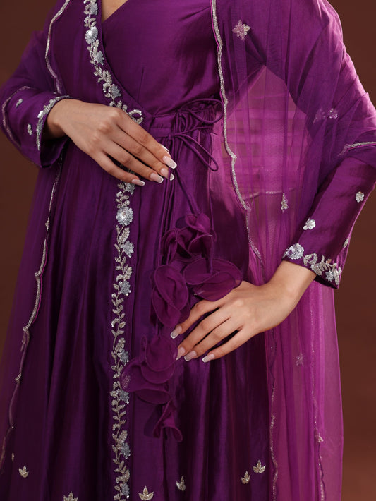 Purple Chanderi Anarkali Set