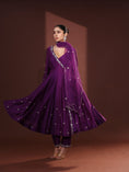 Load image into Gallery viewer, Purple Chanderi Anarkali Set
