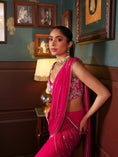 Load image into Gallery viewer, Pink Georgette Pre-Draped Saree Set
