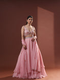 Load image into Gallery viewer, Blush Pink Organza Tiered Lehenga Set
