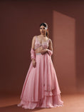 Load image into Gallery viewer, Blush Pink Organza Tiered Lehenga Set
