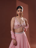 Load image into Gallery viewer, Blush Pink Organza Tiered Lehenga Set
