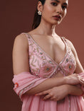 Load image into Gallery viewer, Blush Pink Organza Tiered Lehenga Set
