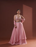 Load image into Gallery viewer, Blush Pink Organza Tiered Lehenga Set
