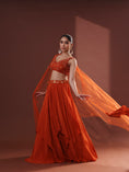 Load image into Gallery viewer, Burnt Orange Crepe Asymmetrical Lehenga Set
