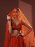 Load image into Gallery viewer, Burnt Orange Crepe Asymmetrical Lehenga Set
