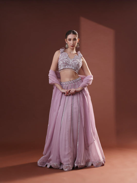 Lilac Organza Lehenga Set