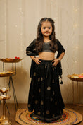 Load image into Gallery viewer, Black- Golden Lehenga Set
