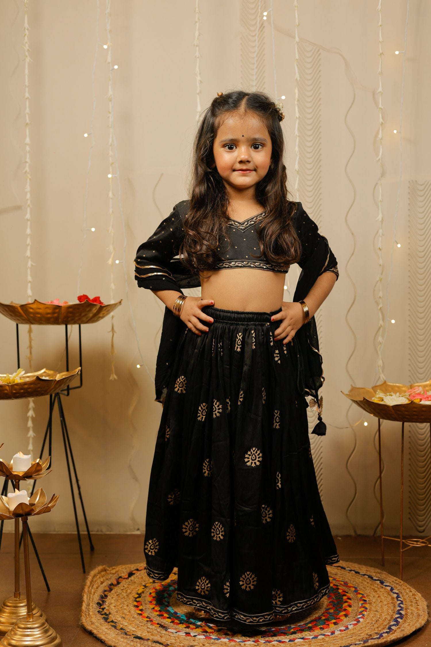 Black- Golden Lehenga Set