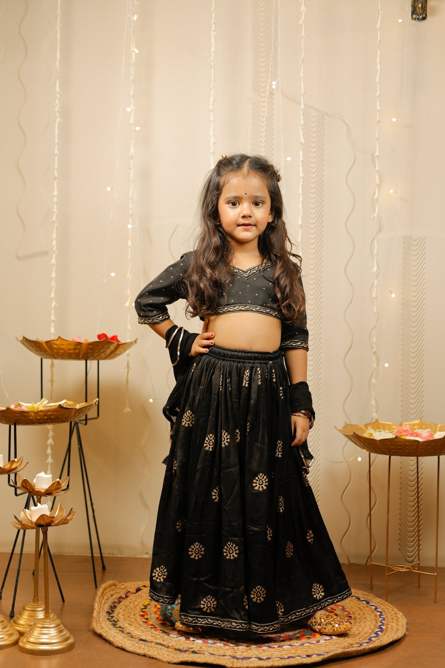 Black- Golden Lehenga Set