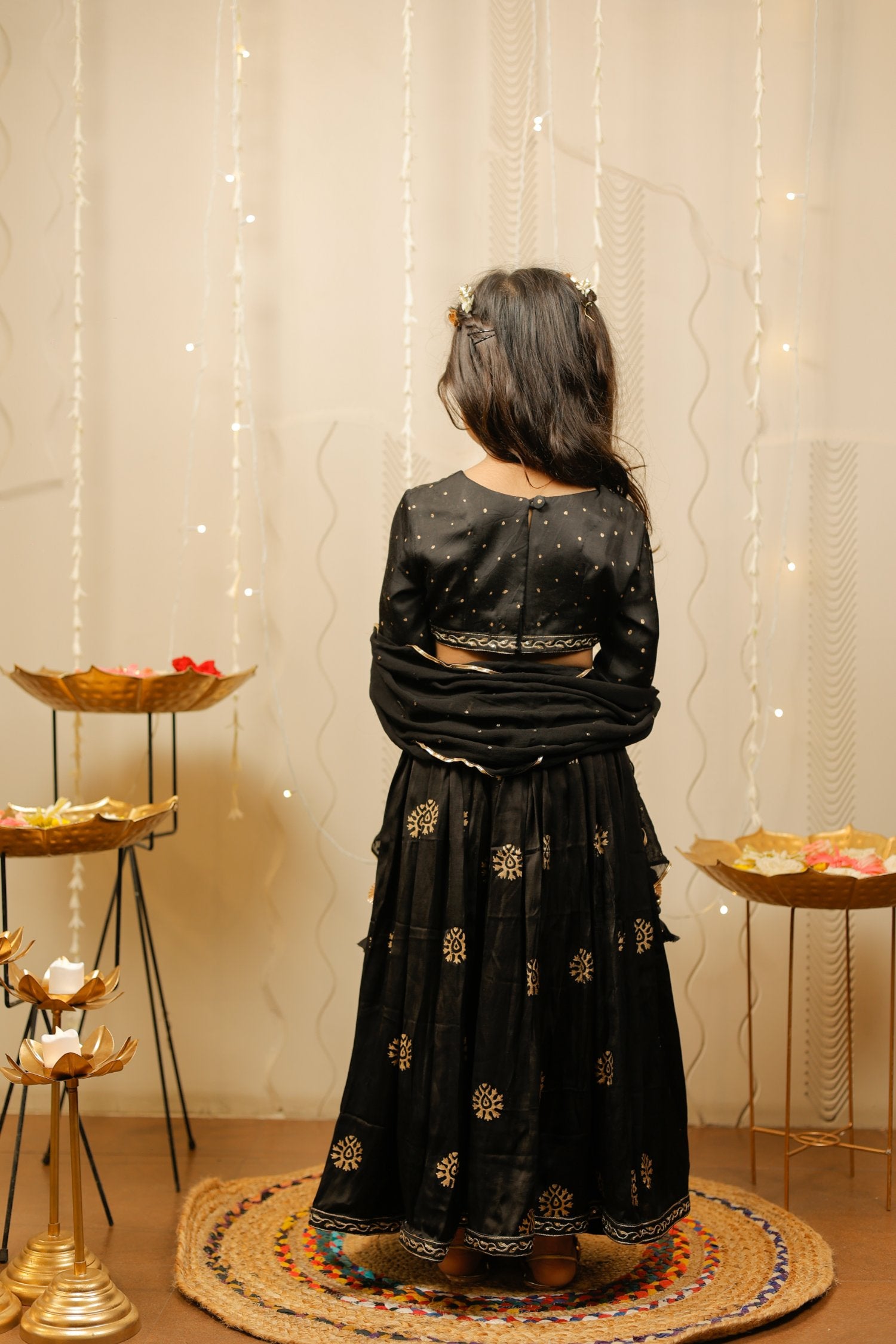 Black- Golden Lehenga Set