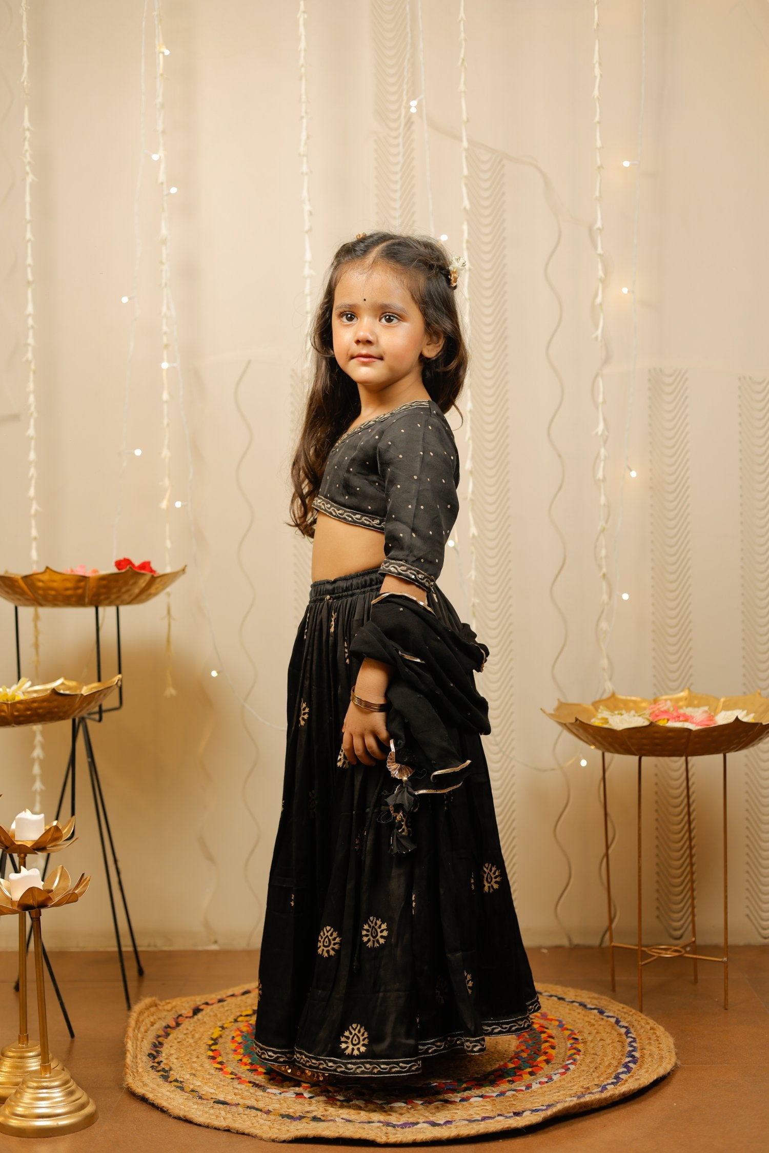 Black- Golden Lehenga Set