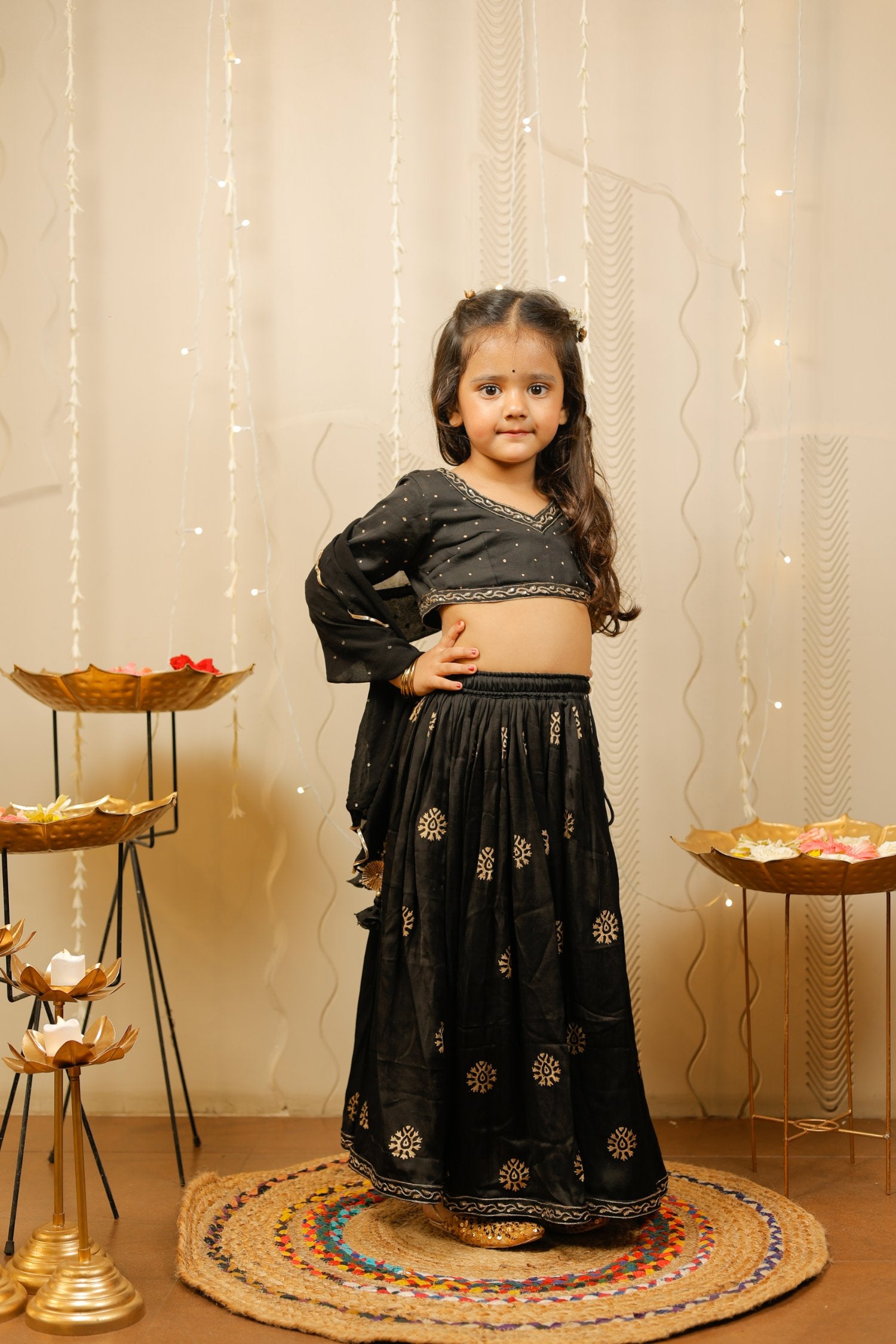 Black- Golden Lehenga Set