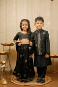 Load image into Gallery viewer, Black- Golden Lehenga Set
