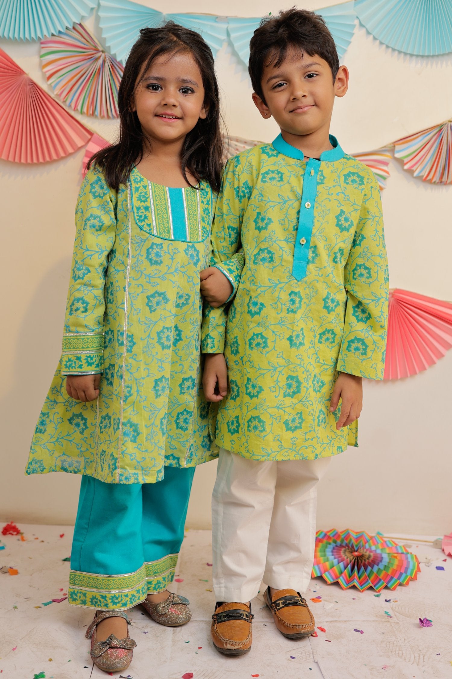 Green Garden Kurta Pyjama