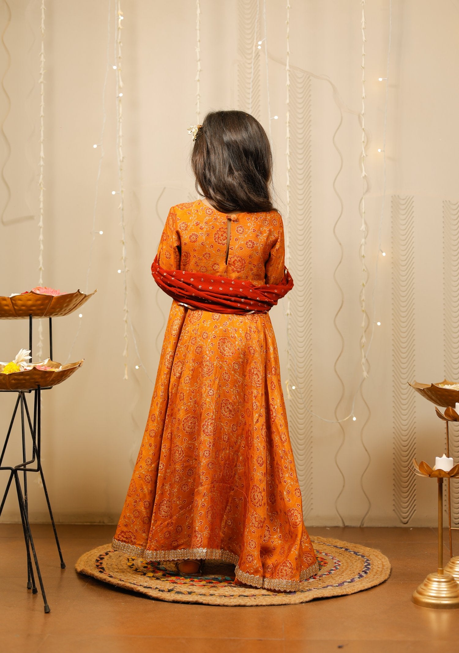 Mustard Full Length Kurta With Dupatta