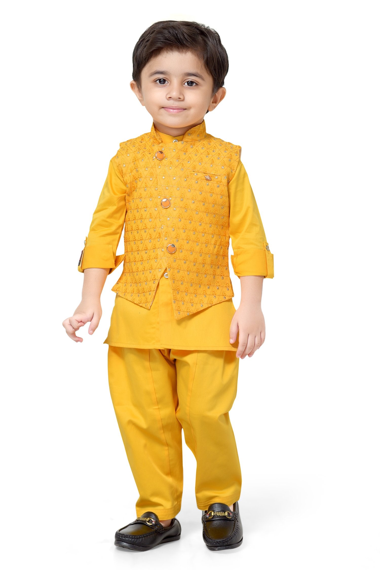 Yellow Printed Koti Set